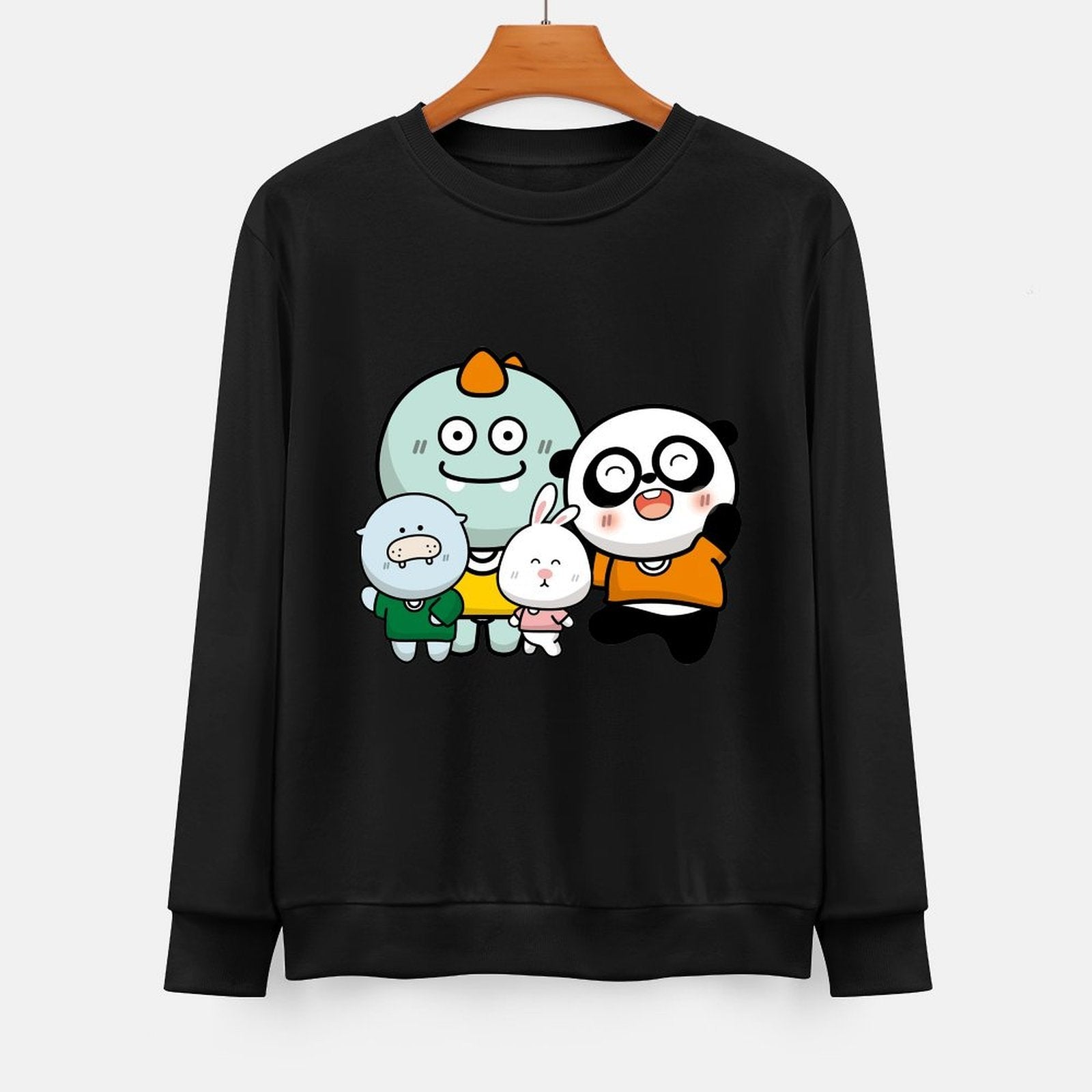 Front Patterned Long Sleeve TopCrewneck Sport